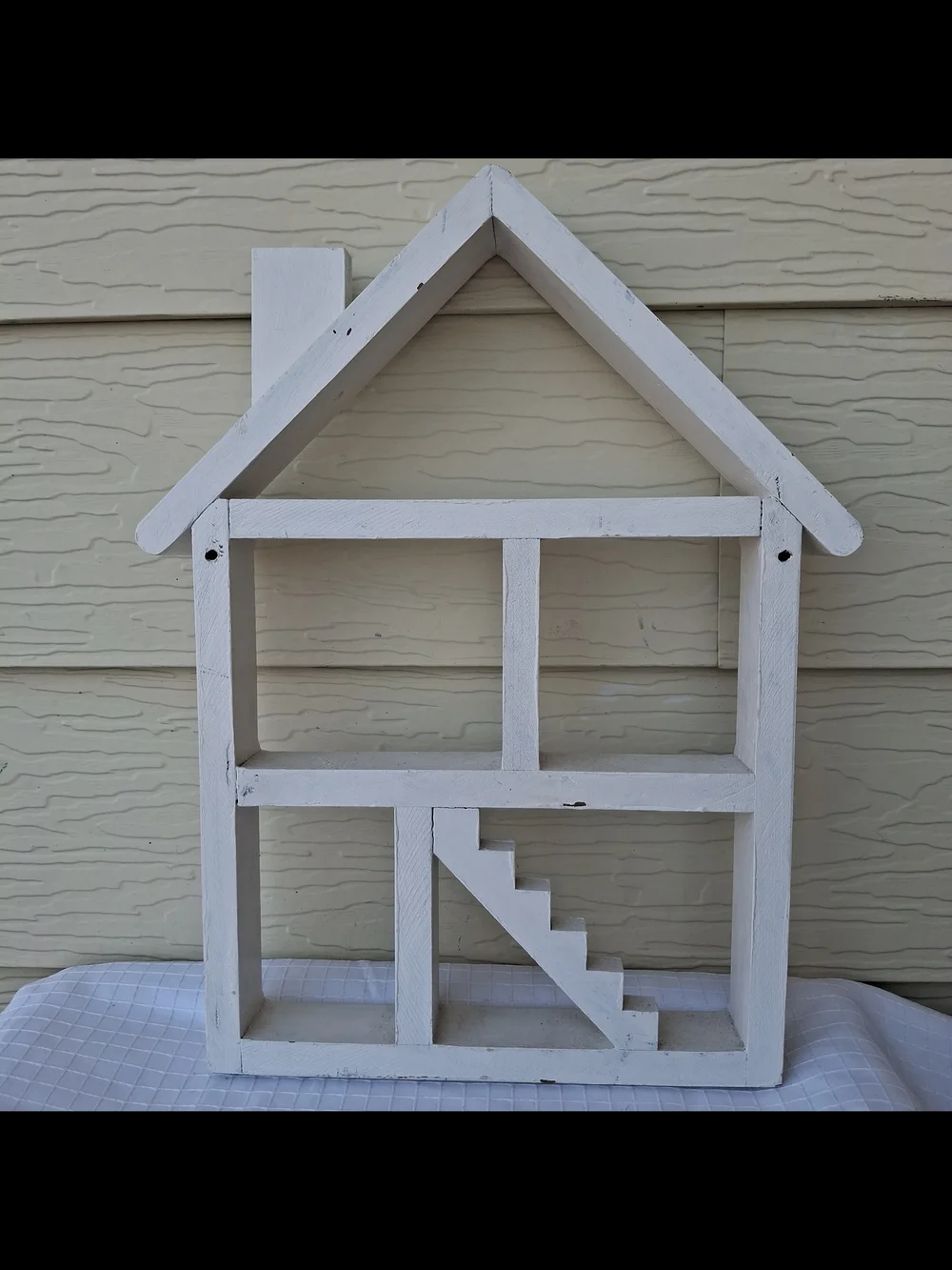 White Wooden House-Shaped Wall Shelf